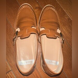 Rag & Co Cognac Penny Loafers Size 7.5 Buckle Detail
